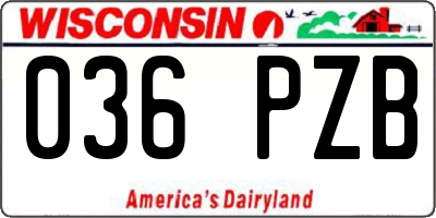 WI license plate 036PZB