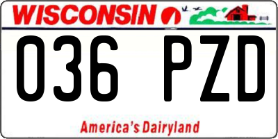 WI license plate 036PZD