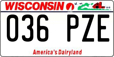 WI license plate 036PZE