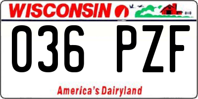 WI license plate 036PZF
