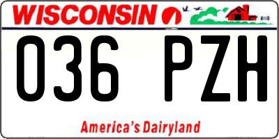 WI license plate 036PZH