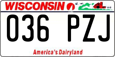 WI license plate 036PZJ