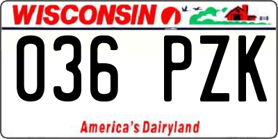 WI license plate 036PZK