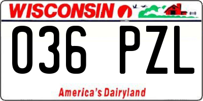 WI license plate 036PZL