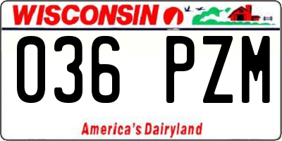 WI license plate 036PZM