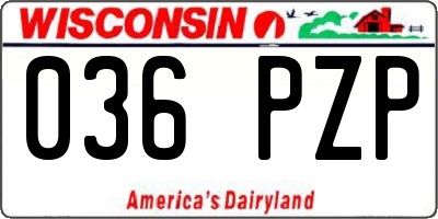 WI license plate 036PZP