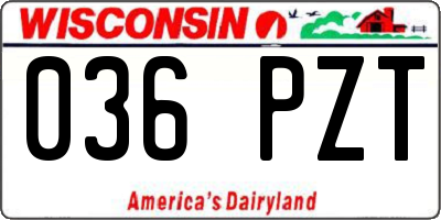 WI license plate 036PZT