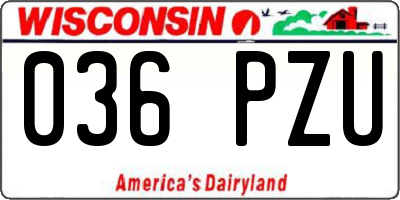 WI license plate 036PZU