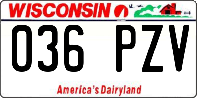 WI license plate 036PZV