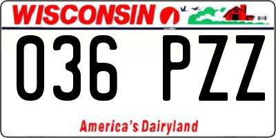 WI license plate 036PZZ