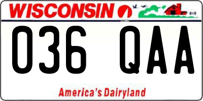WI license plate 036QAA