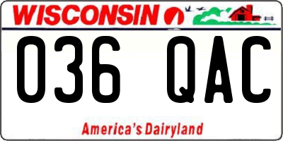 WI license plate 036QAC