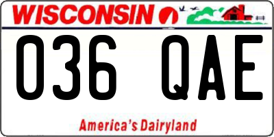 WI license plate 036QAE