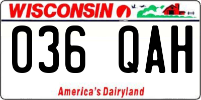 WI license plate 036QAH