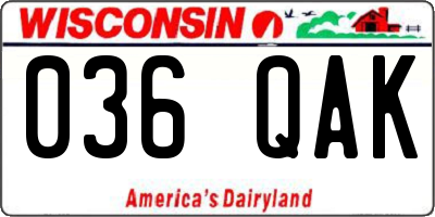 WI license plate 036QAK