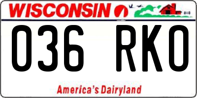 WI license plate 036RKO