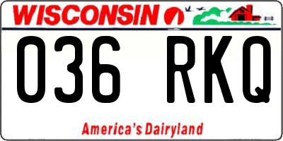 WI license plate 036RKQ