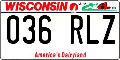 WI license plate 036RLZ