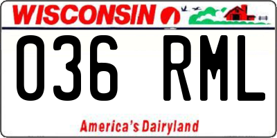 WI license plate 036RML