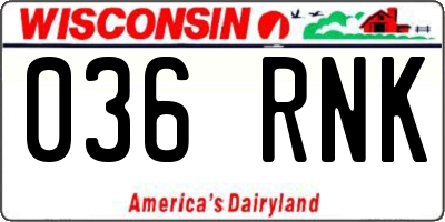WI license plate 036RNK