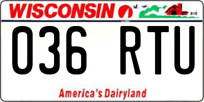 WI license plate 036RTU