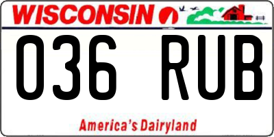 WI license plate 036RUB