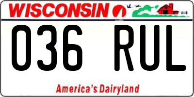 WI license plate 036RUL