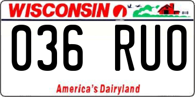 WI license plate 036RUO