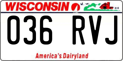 WI license plate 036RVJ