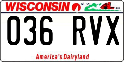 WI license plate 036RVX
