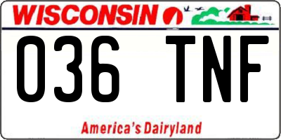 WI license plate 036TNF