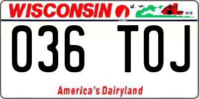 WI license plate 036TOJ