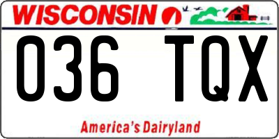 WI license plate 036TQX