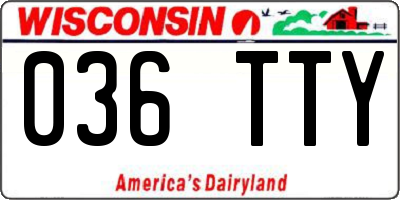 WI license plate 036TTY