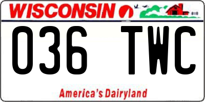 WI license plate 036TWC