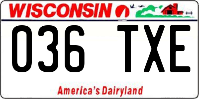 WI license plate 036TXE