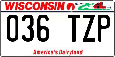 WI license plate 036TZP