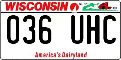 WI license plate 036UHC