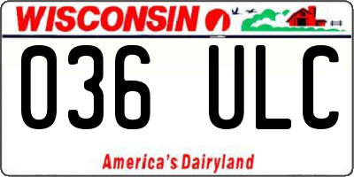 WI license plate 036ULC