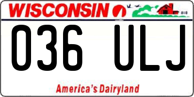 WI license plate 036ULJ