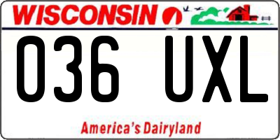 WI license plate 036UXL