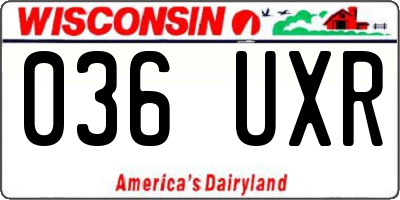 WI license plate 036UXR