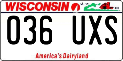 WI license plate 036UXS