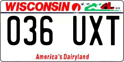 WI license plate 036UXT