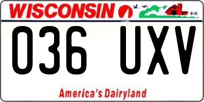 WI license plate 036UXV