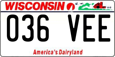 WI license plate 036VEE