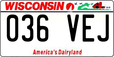 WI license plate 036VEJ