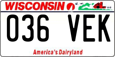 WI license plate 036VEK
