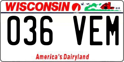 WI license plate 036VEM