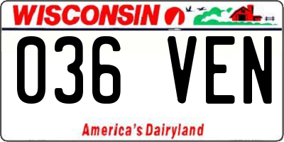 WI license plate 036VEN